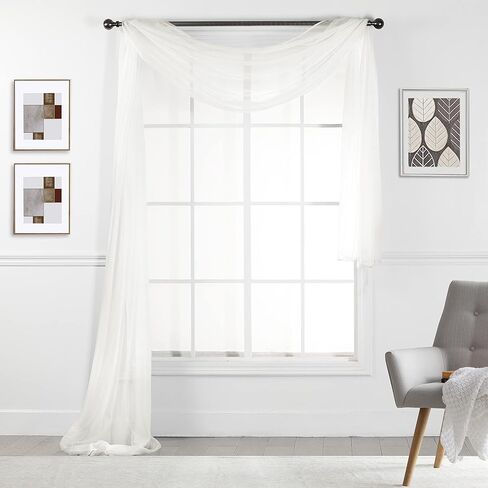 New Window Sheer Scarf Multifunction Voile Valance Window Treatment or Event Decoration Superior Threads (Black, Large - 54" x 216") in Saudi Arabia