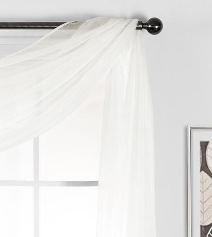 New Window Sheer Scarf Multifunction Voile Valance Window Treatment or Event Decoration Superior Threads (Black, Large - 54" x 216") in Saudi Arabia
