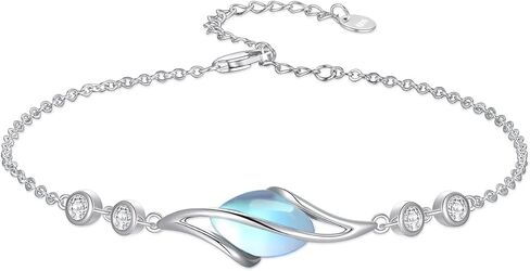 925 Sterling Silver Bracelet for Women Oval Gemstone Link Bracelet Fine Jewelry Gifts for Women Wife Mom in Saudi Arabia