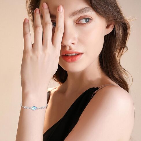 925 Sterling Silver Bracelet for Women Oval Gemstone Link Bracelet Fine Jewelry Gifts for Women Wife Mom in Saudi Arabia