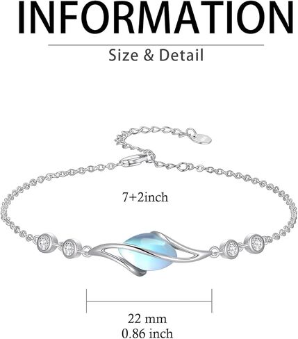 925 Sterling Silver Bracelet for Women Oval Gemstone Link Bracelet Fine Jewelry Gifts for Women Wife Mom in Saudi Arabia