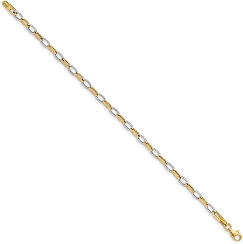 Sonia Jewels Real 14k Yellow and White Gold Two Tone Open Link Bracelet - with Secure Lobster Lock Clasp 7.25" in Saudi Arabia