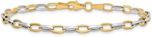 Sonia Jewels Real 14k Yellow and White Gold Two Tone Open Link Bracelet - with Secure Lobster Lock Clasp 7.25" in Saudi Arabia