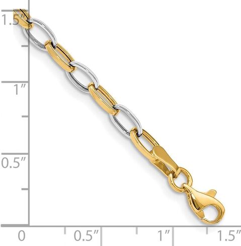 Sonia Jewels Real 14k Yellow and White Gold Two Tone Open Link Bracelet - with Secure Lobster Lock Clasp 7.25" in Saudi Arabia
