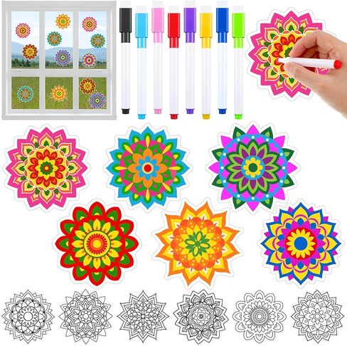 Frienda 36 Pcs Butterfly Window Suncatchers Crafts Kit DIY Window Clings Stickers Butterfly Arts Crafts with 10 Markers for Easter Spring Classroom Home Activities Decor in Saudi Arabia
