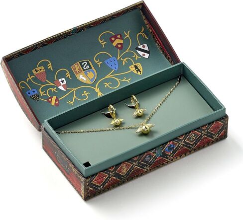 Harry Potter Quidditch Gift Box with Cute Golden Snitch Necklace & Earrings, One Size, Zinc, No Gemstone in Saudi Arabia