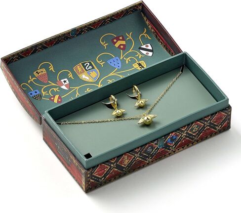 Harry Potter Quidditch Gift Box with Cute Golden Snitch Necklace & Earrings, One Size, Zinc, No Gemstone in Saudi Arabia