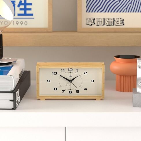 NEWGATE® Lemur Alarm Clock | Rectangular Design | Bamboo case | Ideal for Bedside, Desk or Shelf | Modern Retro Living Room, Bedroom & Office Accessory in Saudi Arabia