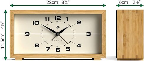 NEWGATE® Lemur Alarm Clock | Rectangular Design | Bamboo case | Ideal for Bedside, Desk or Shelf | Modern Retro Living Room, Bedroom & Office Accessory in Saudi Arabia