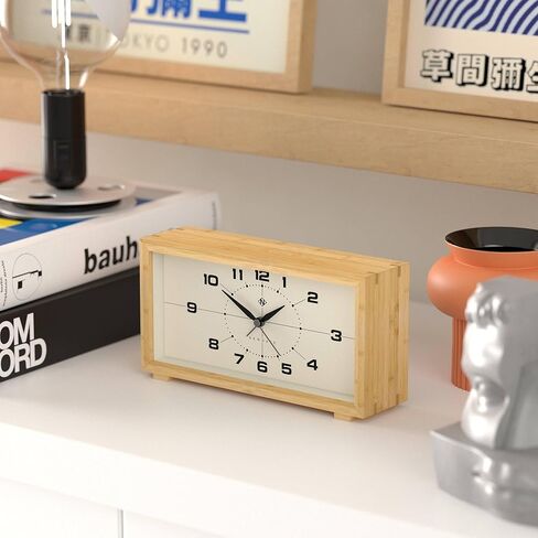 NEWGATE® Lemur Alarm Clock | Rectangular Design | Bamboo case | Ideal for Bedside, Desk or Shelf | Modern Retro Living Room, Bedroom & Office Accessory in Saudi Arabia
