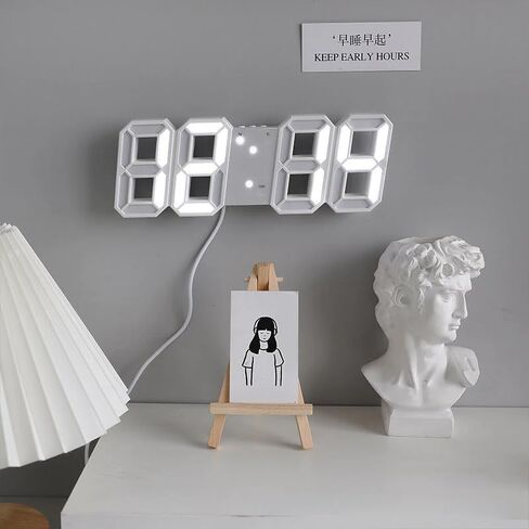 Alarm Clock - 3D Alarm Clock for Wall & Desk, Cute & Modern Decor LED Digital Display Clock for Bedroom & Living Room with Snooze Function in Saudi Arabia