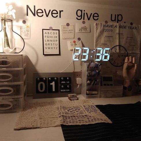 Alarm Clock - 3D Alarm Clock for Wall & Desk, Cute & Modern Decor LED Digital Display Clock for Bedroom & Living Room with Snooze Function in Saudi Arabia