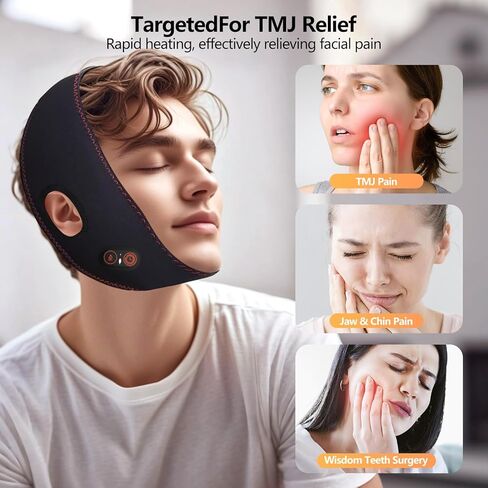 منتجات TMJ Relief وسادة تدفئة الفك لتخفيف آلام الفك، وسادة تدفئة كهربائية للوجه قابلة لإعادة الشحن بقدرة 5000 مللي أمبير في الساعة مع 3 درجات حرارة مع مؤقت، لفافة فك يمكن ارتداؤها وأداة تخفيف التدفئة لآلام الوجه in Saudi Arabia