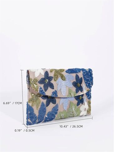 Women's Floral Embroidery Sequin Glitter Evening Bags Elegant Beaded Clutch Purses in Saudi Arabia