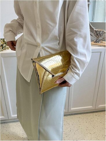QWINEE Women's Sparkly Metallic Clutch Bags Crocodile Print Elegant Mini Crossbody Purses PU Leather Evening Party Purses in Saudi Arabia