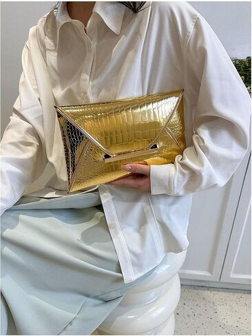 QWINEE Women's Sparkly Metallic Clutch Bags Crocodile Print Elegant Mini Crossbody Purses PU Leather Evening Party Purses in Saudi Arabia