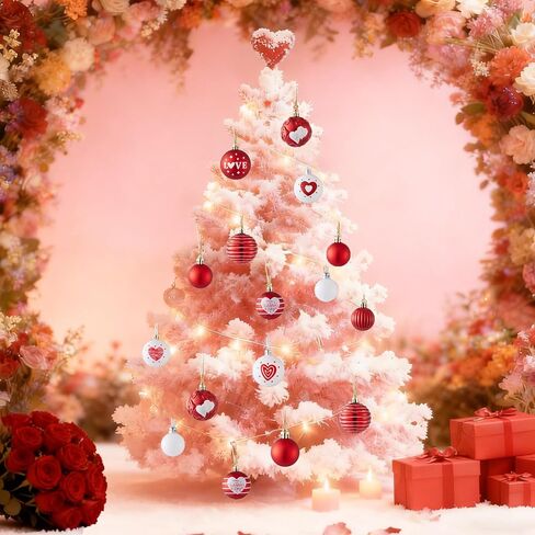 Valentines Day Decorations, 21pcs Ball Shaped Valentine Ornaments for Tree, Xmas, Love Day and Wedding Anniversary Party (Red) in Saudi Arabia