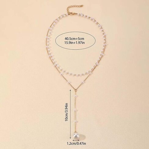 Pearl Layered Necklaces for Women Gold Plated Dainty Choker Necklace Jewelry Gifts in Saudi Arabia