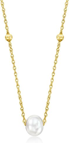 Pure Collection by Ross-Simons 4-5mm Cultured Pearl Station Necklace in 14kt Yellow Gold. 16 inches in Saudi Arabia