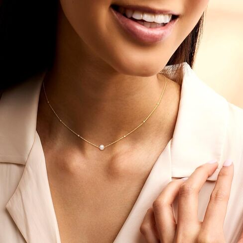 Pure Collection by Ross-Simons 4-5mm Cultured Pearl Station Necklace in 14kt Yellow Gold. 16 inches in Saudi Arabia