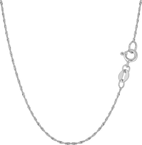 Jewelry Affairs 10k White Gold Singapore Chain Necklace, 1.0mm in Saudi Arabia