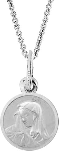 Ritastephens Sterling Silver Small Round Virgin Mother Miraculous Mary Medal Charm Pendant Necklace in Saudi Arabia