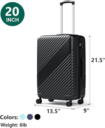 20 Inch Carry-On Luggage with Spinner Wheels, Airline Approved Hardshell Suitcase, TSA Lock, Lightweight & Expandable Hard Shell Travel Luggage, Black in Kuwait