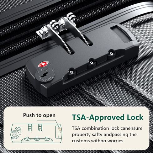 20 Inch Carry-On Luggage with Spinner Wheels, Airline Approved Hardshell Suitcase, TSA Lock, Lightweight & Expandable Hard Shell Travel Luggage, Black in Kuwait
