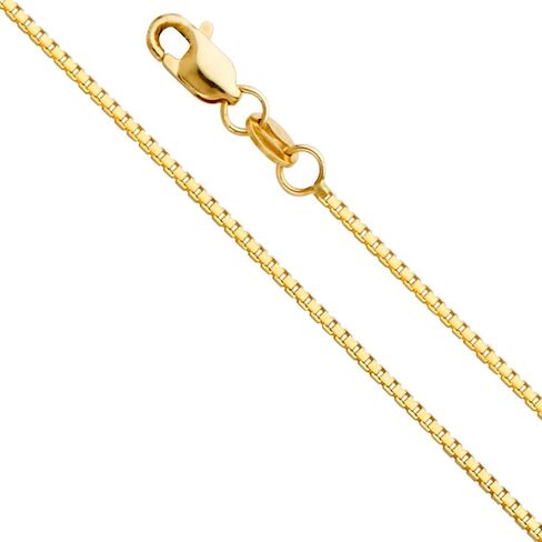 14k REAL Yellow Gold Solid 1.1mm Box Link Chain Necklace with Lobster Claw Clasp - 24" in Saudi Arabia