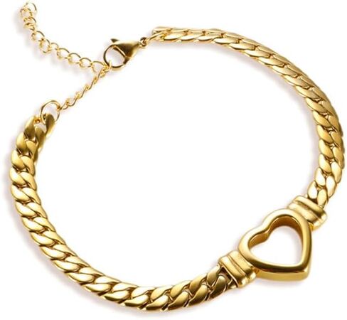 Minimalist 14K Gold-Plated Stainless Steel Snake Chain Necklace with Hollow Heart - Perfect for Mother’s Day and Special Occasions in Saudi Arabia