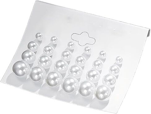 Pearl Stud Earrings, 12 Pairs Hypoallergenic White Simulated Pearl Ball Earrings Studs Set for Women Bridal, Wedding, Birthday & Christmas Jewelry Gift in Saudi Arabia