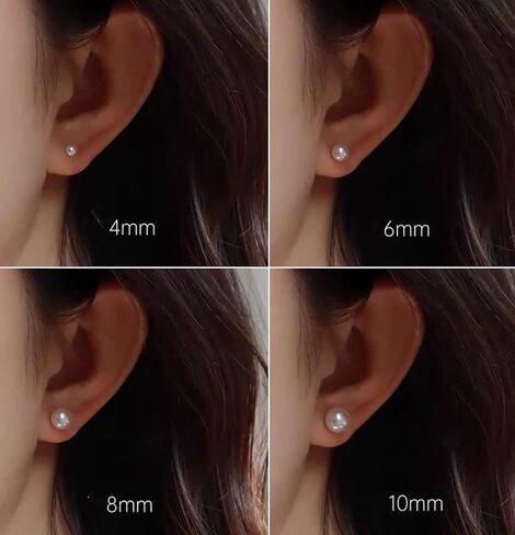 Pearl Stud Earrings, 12 Pairs Hypoallergenic White Simulated Pearl Ball Earrings Studs Set for Women Bridal, Wedding, Birthday & Christmas Jewelry Gift in Saudi Arabia