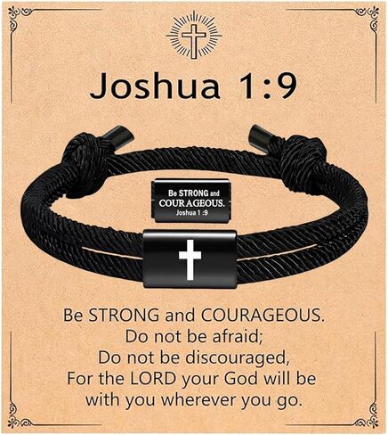 Cross Bracelet for Men, Christian Gifts Stocking Stuffers for Teens Men, Religious Baptism Easter Confirmation Birthday Christmas Gifts for Son Daughter Brother Nephew Godson in Saudi Arabia