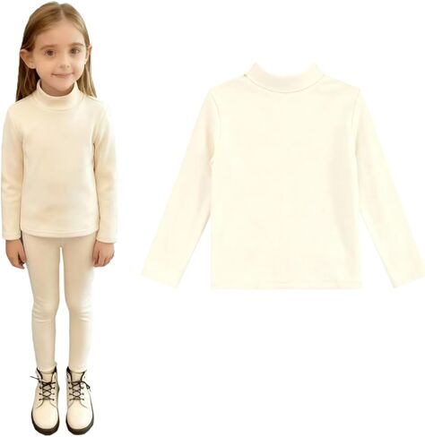 Vagefun Toddler Boys Girls Long Sleeve Shirt Fleece Elastic Mock Turtleneck Shirts Soft Lightweight Basic Tee for Kids 3T-10Y in Saudi Arabia