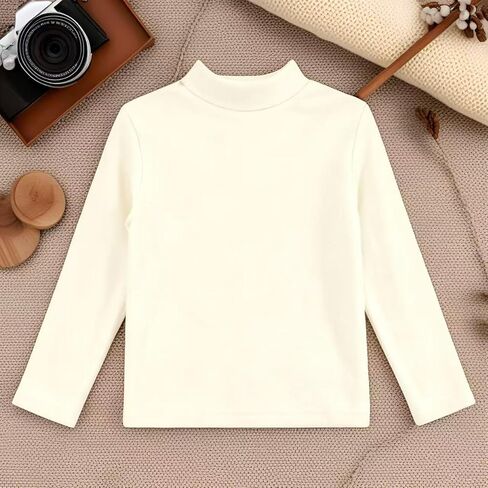 Vagefun Toddler Boys Girls Long Sleeve Shirt Fleece Elastic Mock Turtleneck Shirts Soft Lightweight Basic Tee for Kids 3T-10Y in Saudi Arabia
