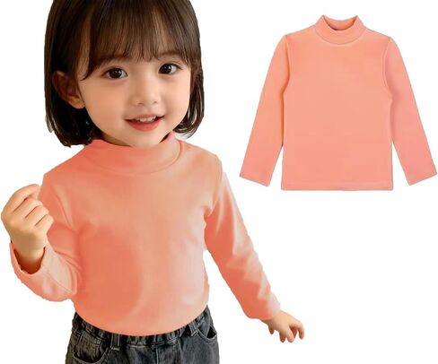 Vagefun Toddler Boys Girls Long Sleeve Shirt Fleece Elastic Mock Turtleneck Shirts Soft Lightweight Basic Tee for Kids 3T-10Y in Saudi Arabia