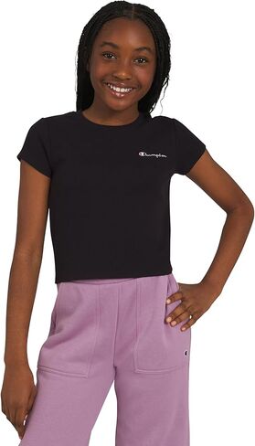 Champion Girls T-Shirt Cropped Baby Tee Slim Fit Ribbed Top in Saudi Arabia
