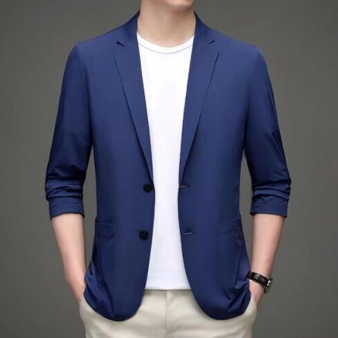Casual Blazer for Men Slim Fit Suit Jackets Spring Summer Blazer Lightweight Two Button Sports Coat Stretch Jackets in Saudi Arabia
