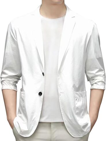 Casual Blazer for Men Slim Fit Suit Jackets Spring Summer Blazer Lightweight Two Button Sports Coat Stretch Jackets in Saudi Arabia