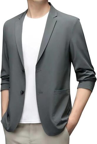 Casual Blazer for Men Slim Fit Suit Jackets Spring Summer Blazer Lightweight Two Button Sports Coat Stretch Jackets in Saudi Arabia