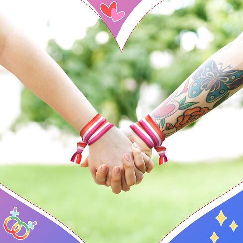 20 Pcs Lesbian Bracelet LGBTQ Rainbow Pride Bracelets Wrist Bands Hair Ties for Lesbian Women Gay Pride Month in Saudi Arabia