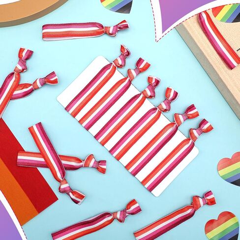20 Pcs Lesbian Bracelet LGBTQ Rainbow Pride Bracelets Wrist Bands Hair Ties for Lesbian Women Gay Pride Month in Saudi Arabia