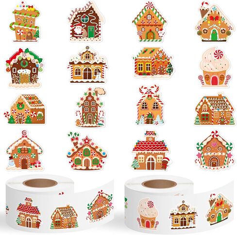 Haooryx Carnival Circus Sticker Rolls - 1000pcs Carnival & Circus Sticker Rolls Christmas Winter Xmas New Year Self-Adhesive Sticker Decals Gift Wrapping Cartoon Circus Animals Clowns GiftWrap Sticker in Kuwait