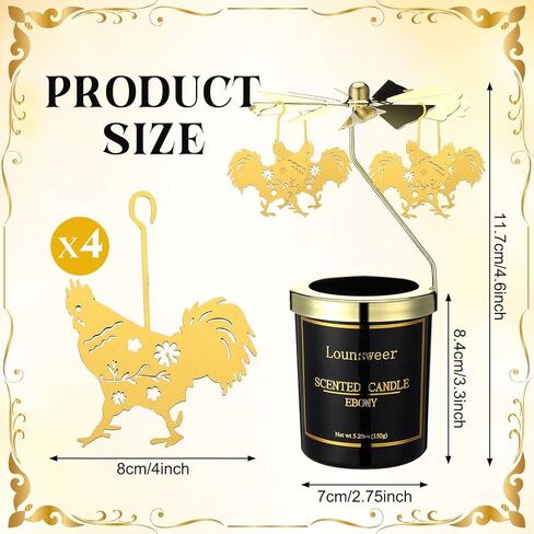 Lounsweer Chicken Gifts for Women Rotating Scented Candle with Rotatable Candle Holder Rooster Gifts for Chicken Lovers Christmas Funny Presents for Women Mom Anniversary Birthday New Year Festival in Saudi Arabia