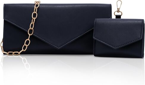 Larcenciel 2-Piece Envelope Clutch Purse Set w/Chain Strap & Wallet, Leather Women's Crossbody Shoulder Evening Party Handbag in Saudi Arabia