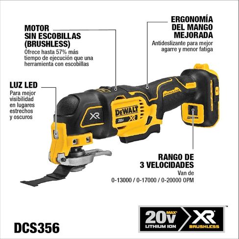 Dewalt 20V Max XR تتأرجح الأدوات المتعددة ، المتغيرة ، الأداة العارية فقط (DCS356B) in Saudi Arabia