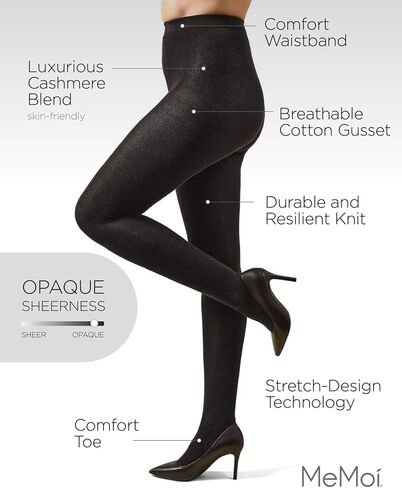 MeMoi Women's Cashmere Blend Luxe Sweater Tights Black Large/X-Large in Saudi Arabia
