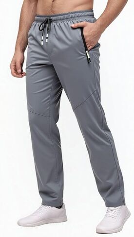 سراويل رياضية للرجال، سراويل رياضية خفيفة الوزن للمشي لمسافات طويلة والسفر قابلة للتنفس مع جيوب بسحاب in Saudi Arabia