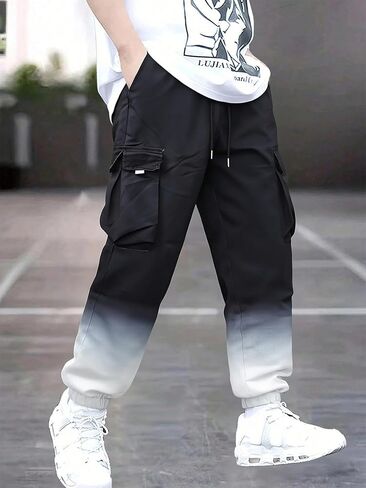 Stylish Gradient White Cargo Pants - Fashion Streetwear Jogger with Unique Color Blend in Saudi Arabia