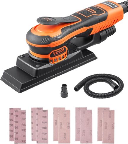 VEVOR Sheet Sander, 1/2 Sheet 2.5A Electric Sander for Woodworking, Max. 12000RPM Variable Speed Sheet Finishing Sander with Sandpaper and Dust Box for Wood Polishing Sanding in Kuwait